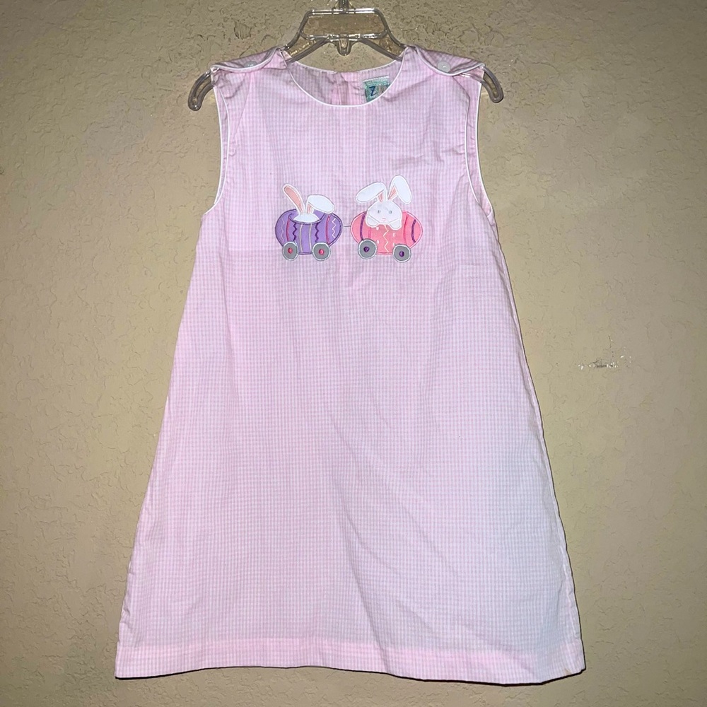Pink Bunny Applique A-Line Kids Dress